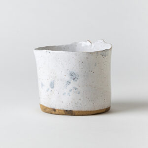 Small White Bowl Straight Edge With Brown Bottom