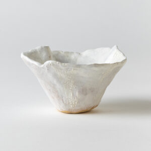 Small White Bowl Cream Bottom With Rough Edges