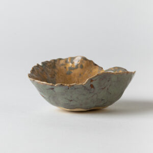 Small Brown Green Bowl With Rough Edges