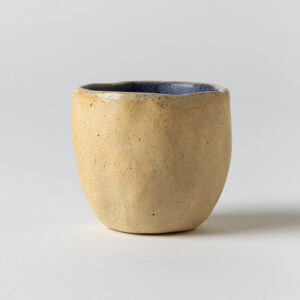 Small Cream Vase Blue Inside