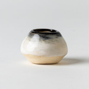 Small Cream Vase Black Rim