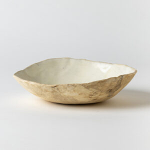 Tall White Bowl With Speckles of Brown